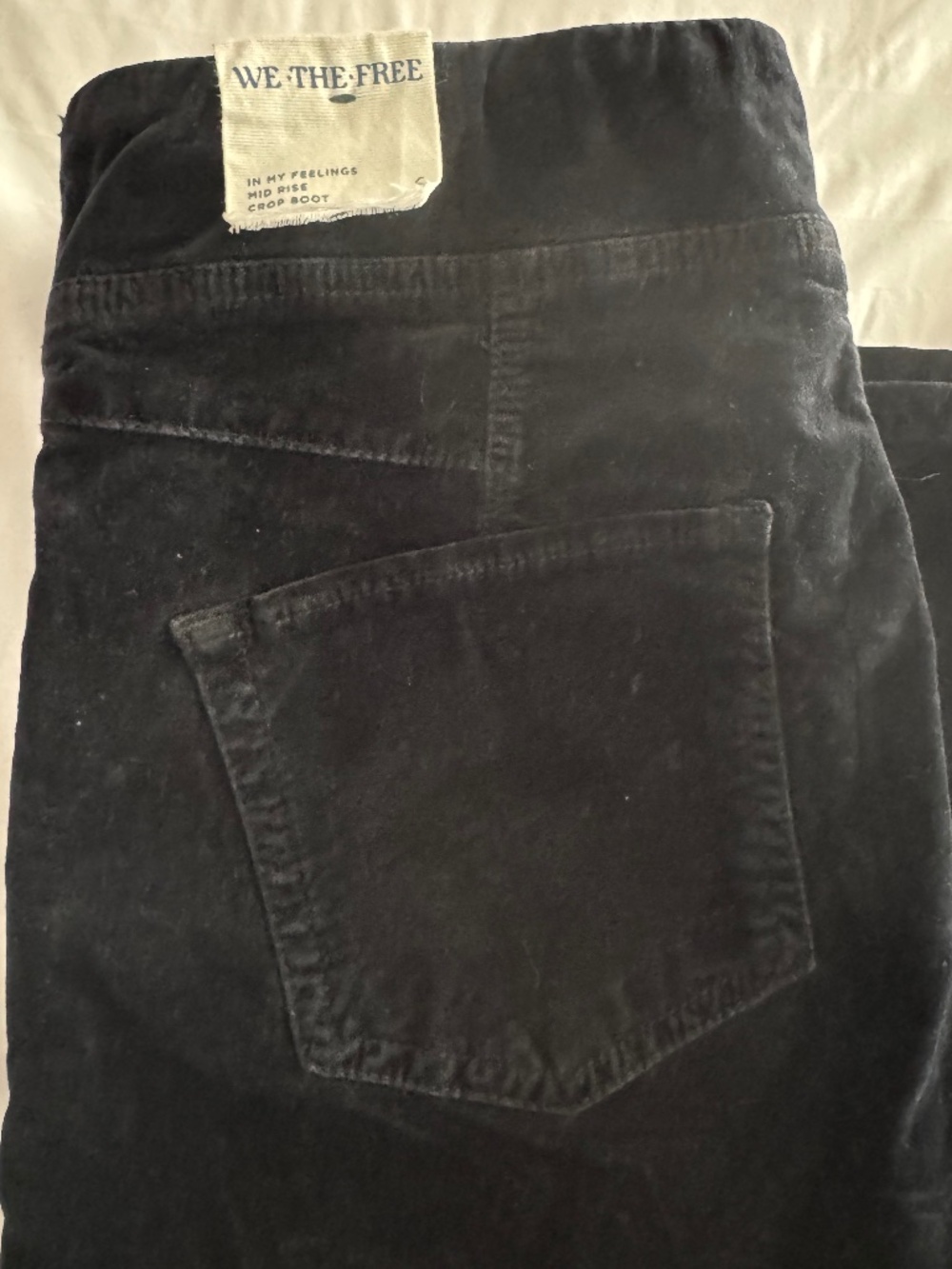 We The Free Feelings Crop Boot Pants Size S Black Velvet NWT Boho